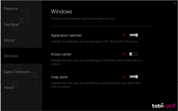 eyex new windows functions