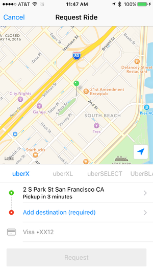 fb messenger uber ios app