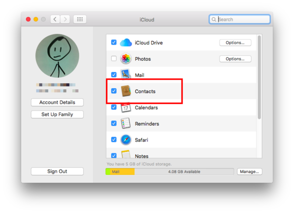 replace outlook for mac sync with icloud contacts