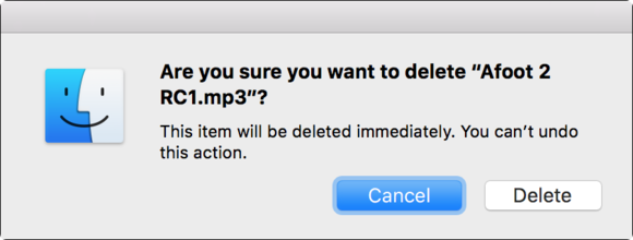 mac 911 delete immediately warning
