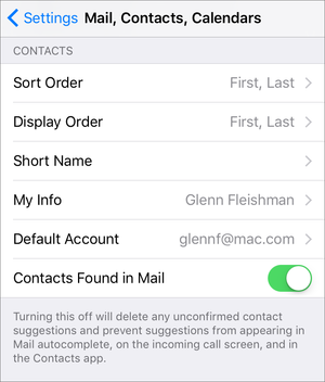 mac 911 disable email from contacts suggestions