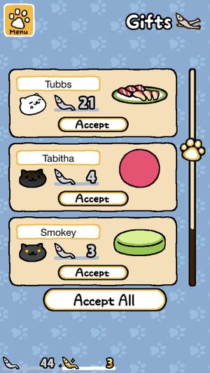 neko atsume gifts