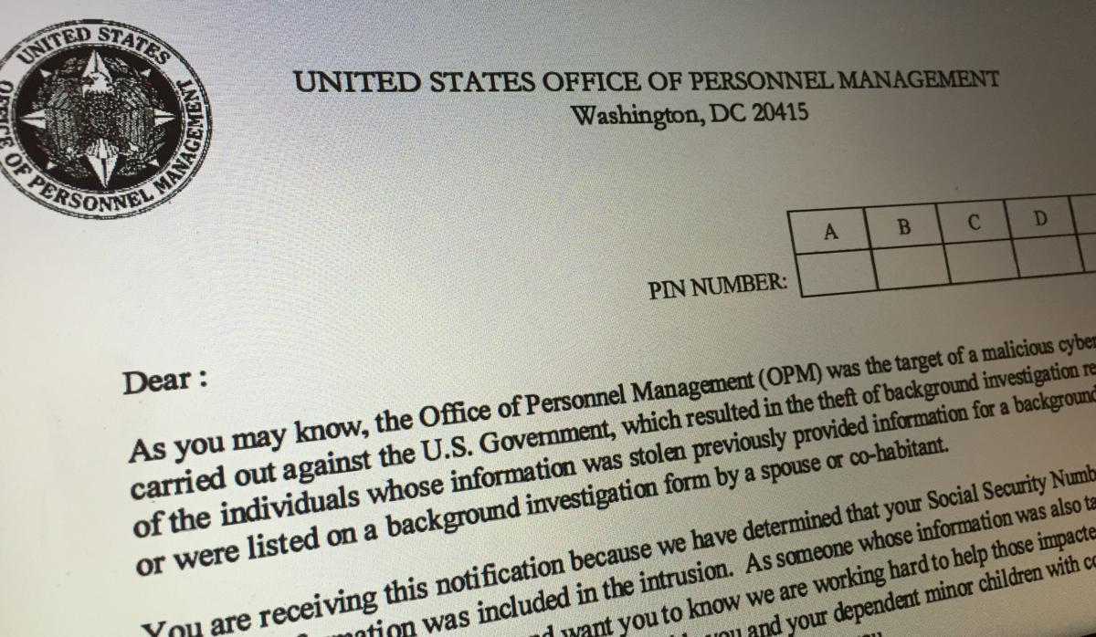 One of the Office of Personnel Management letters sent to victims of its giant 2015 hack.