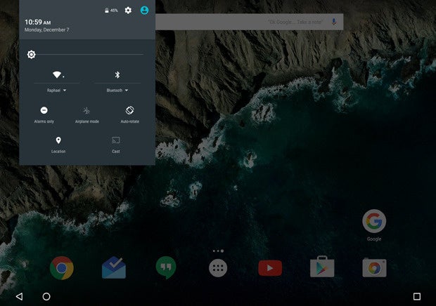Pixel C Notification Panel
