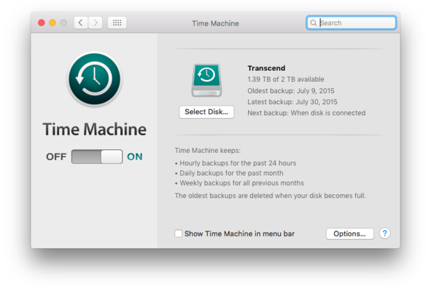 backup mac on external hard drive time machine not working