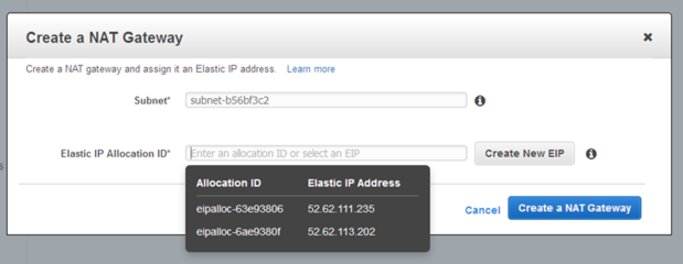 vpc create nat pick eip 1