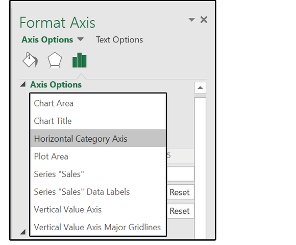 horizontal axis labels excel 2016