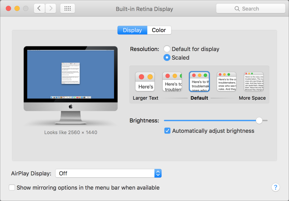 adjust desktop size and position