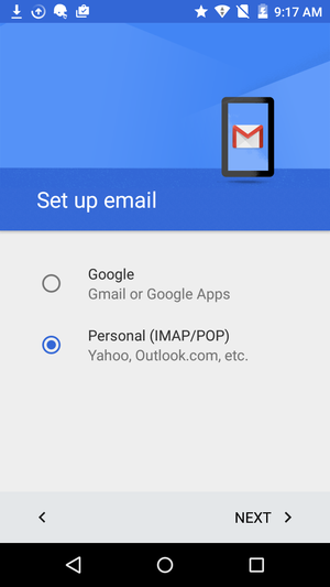 gmail for android add email