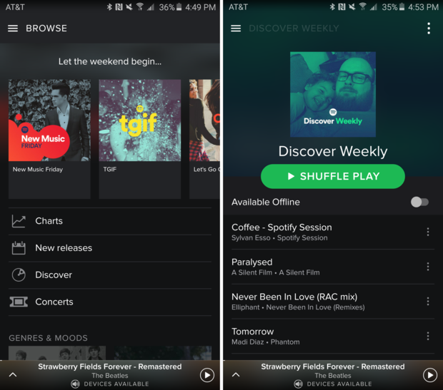 streaming music spotify discover