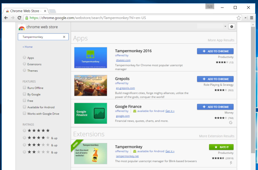 google apps chrome webstore