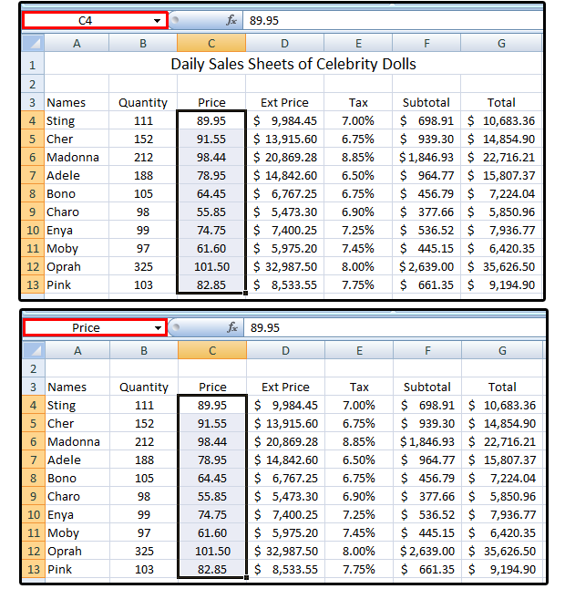 Name Excel Meaning