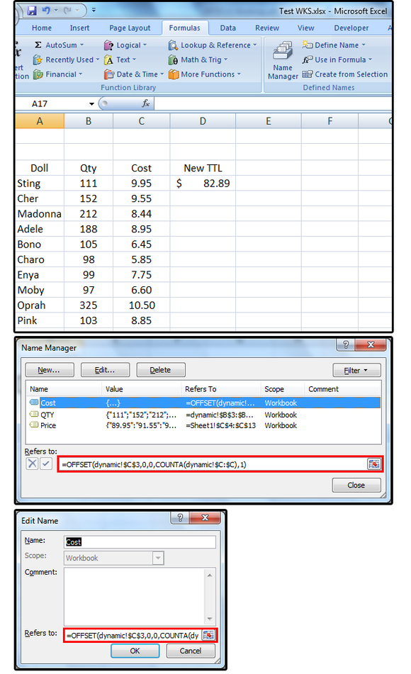 10 enter an offset function for dynamic ranges