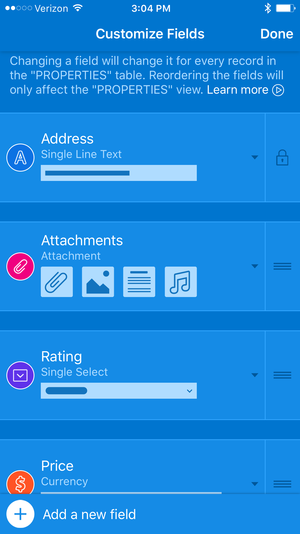 airtable iphone customize