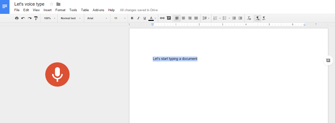 does google docs have speech to text