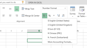 excel online currency
