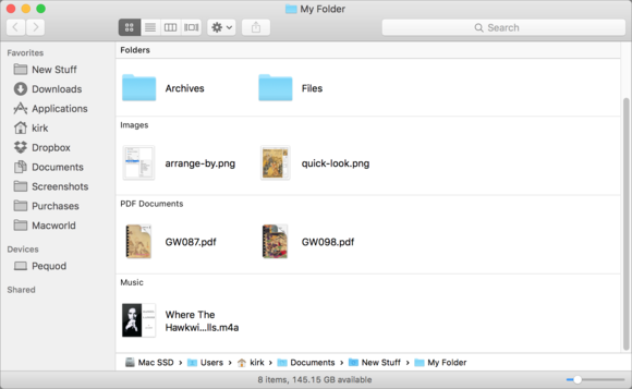 files arranged by