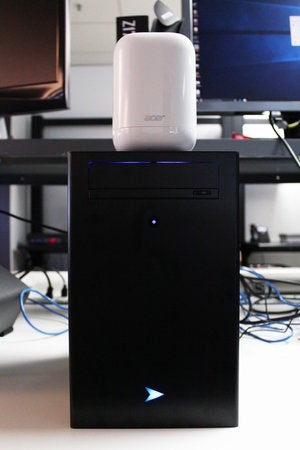 Acer Revo One sitting on top of Velocity Micro Raptor Z40
