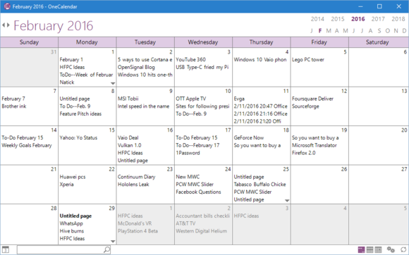 onenote calendar template download