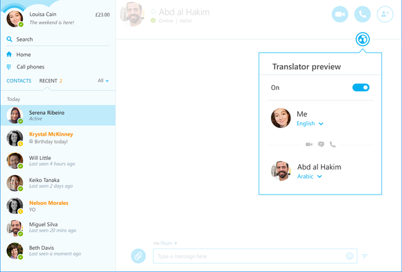 skype translator arabic ui