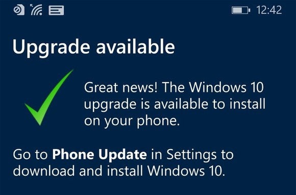 windows 10 mobile upgrade success
