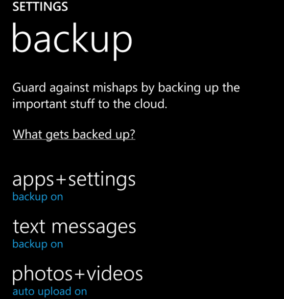 Windows Phone backup
