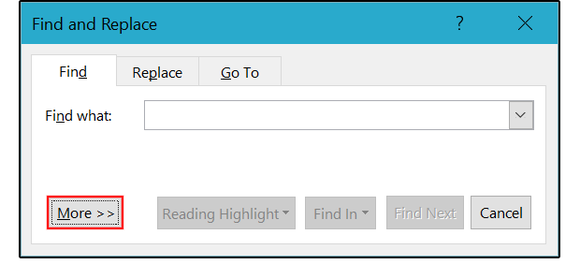 01 find replace more options