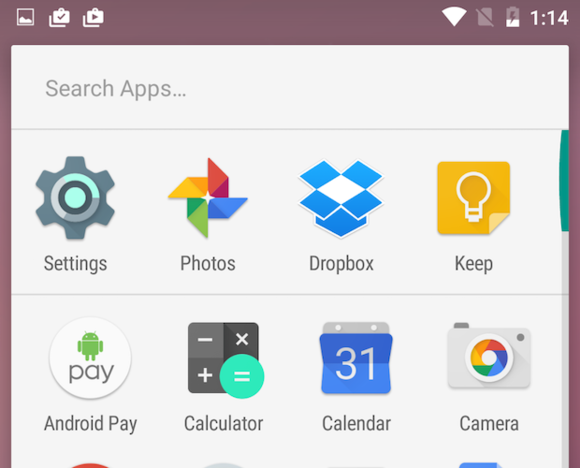 Android N app drawer