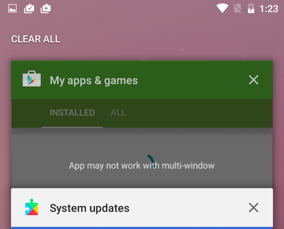 Android N clear recent apps
