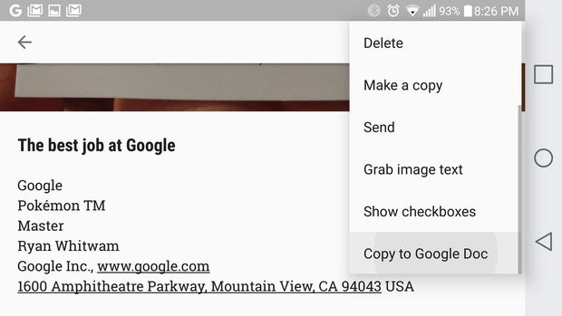 google keep tips docs