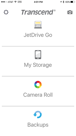 jetdrive go iphone main menu