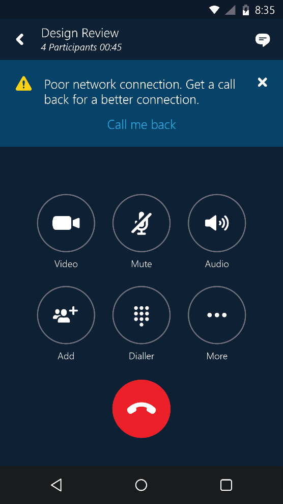 android image of call screen on screen the last