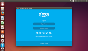 The login screen on Skype for Linux