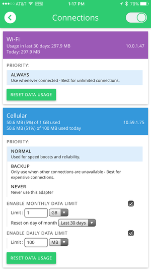 speedify iphone connections