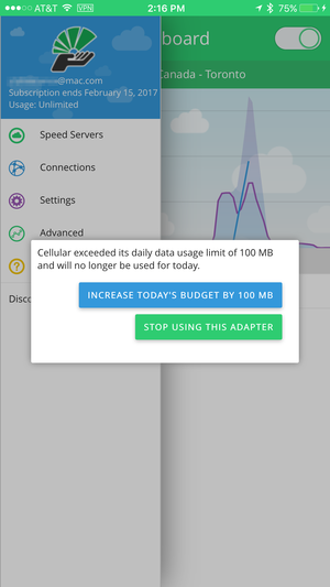 speedify iphone increase data