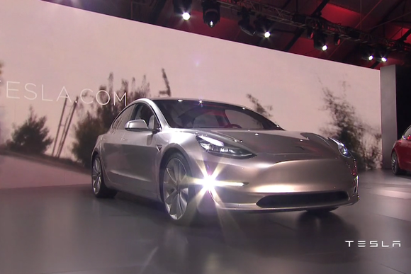 tesla model 3 press event 3qtr shot