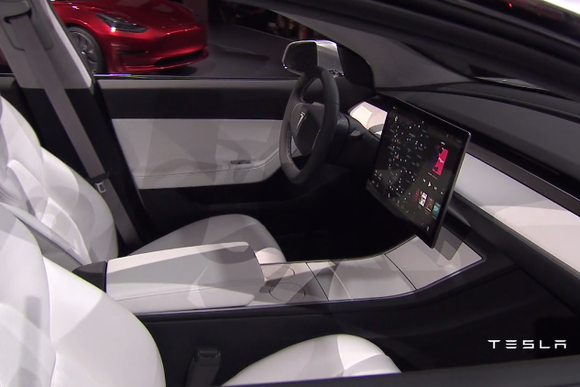 tesla model 3 press event interior shot