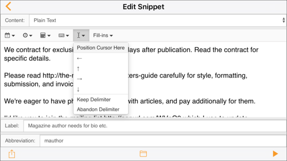 textexpander ecosystem ios app snippet editor