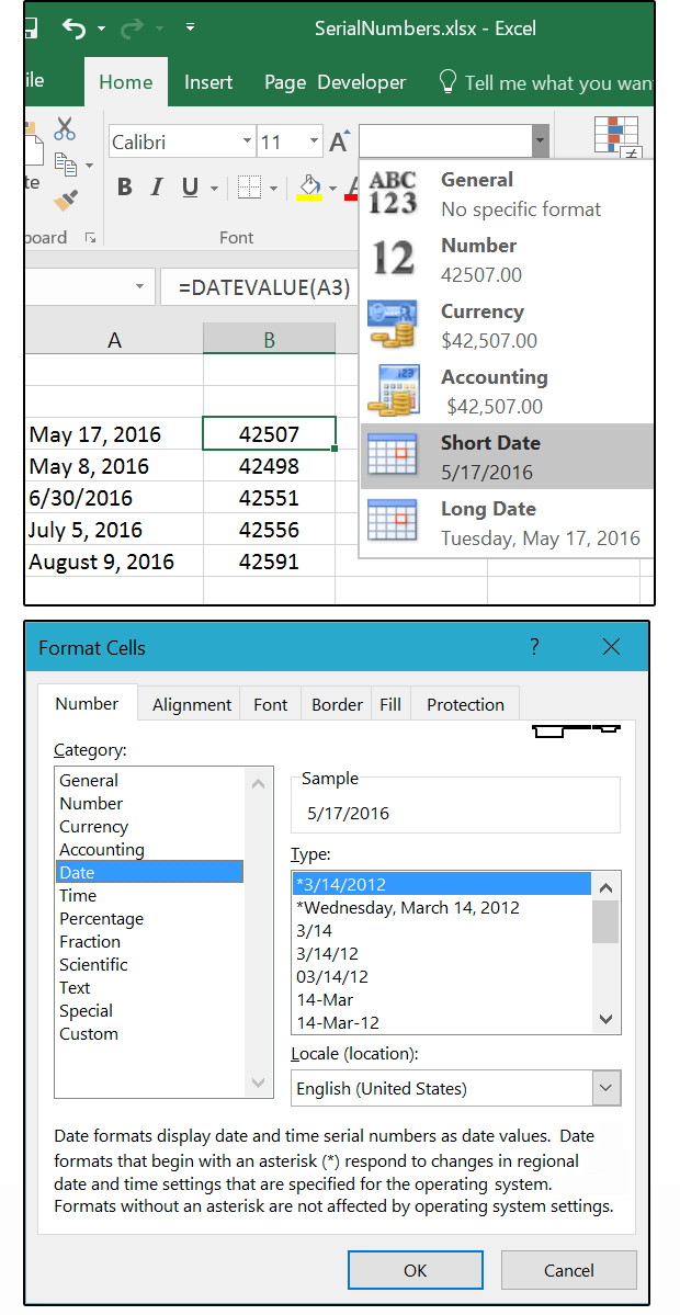 Date Serial Numbers Excel