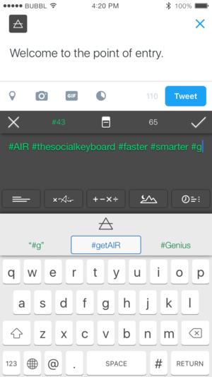air social keyboard hashtags
