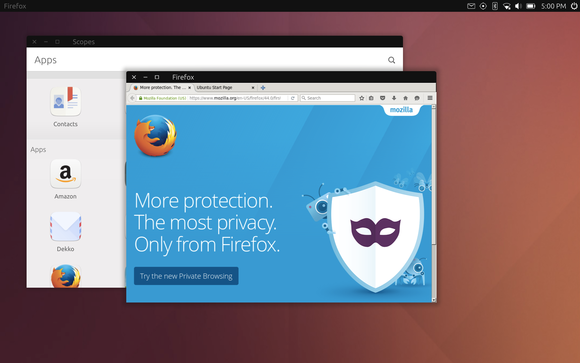 The windowed desktop view on the BQ Aquaris M10.