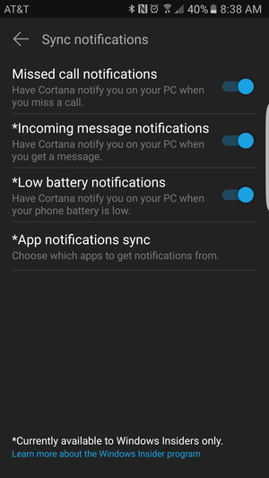 cortana sync notifications