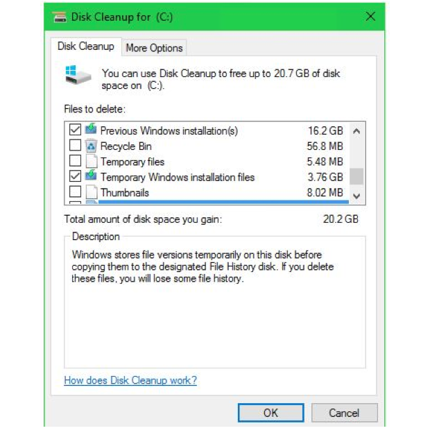 disk cleanup screenshot