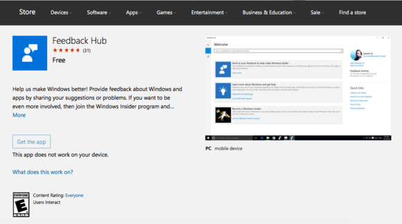 feedback hub windows store