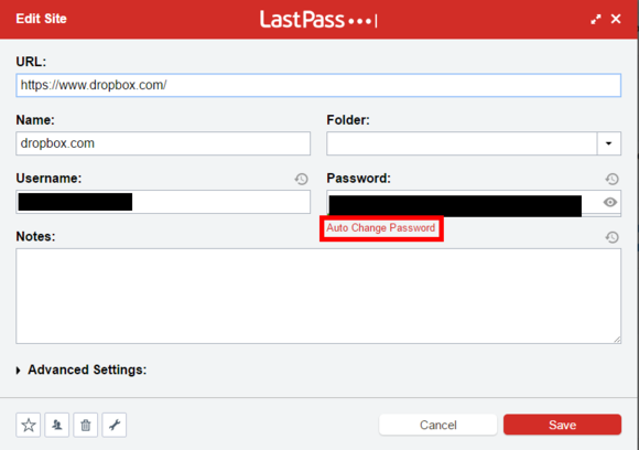 use lastpass to change passwords