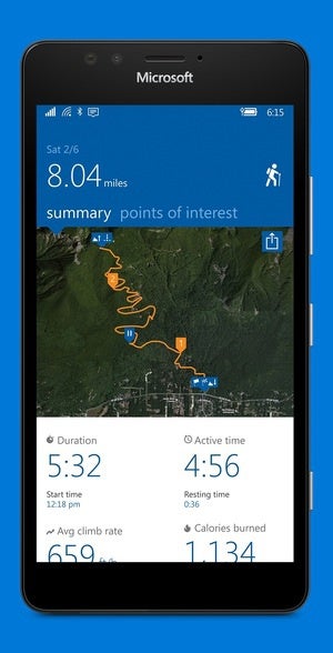 microsoft health app hiking