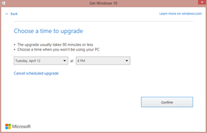 windows 10 choose a time to upgrade