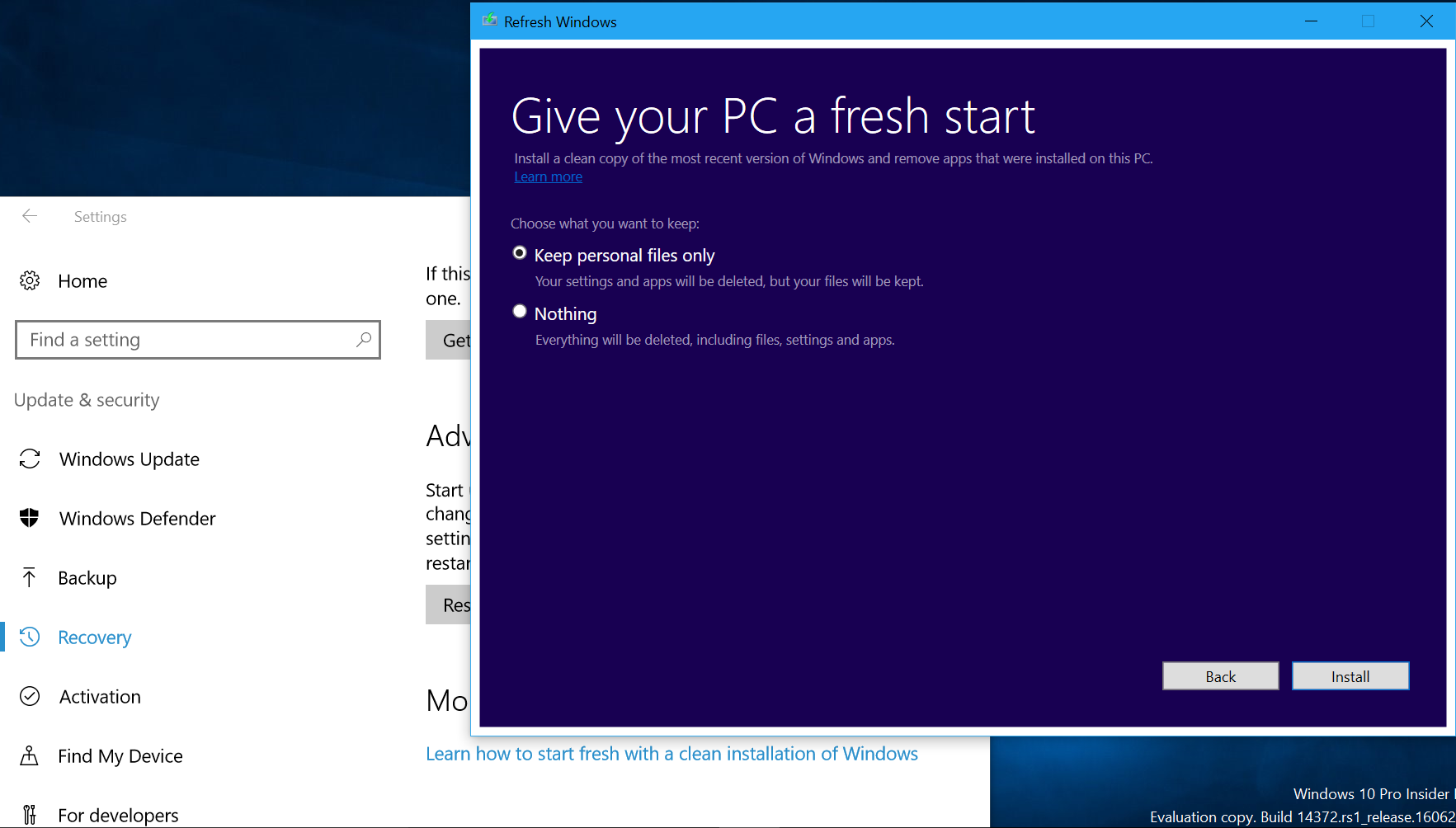 reinstall fresh windows 10