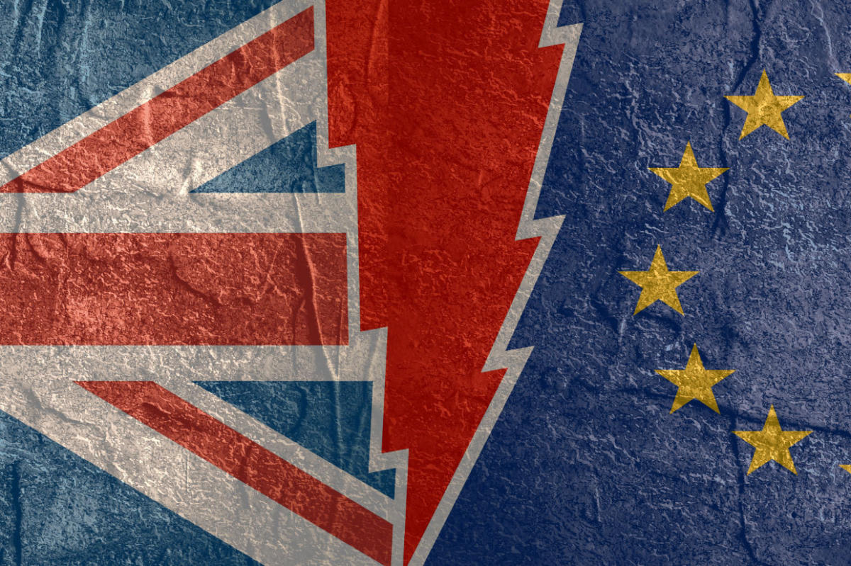 Brexit - Britain, European Union divided flags