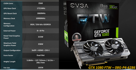 evga gtx 1080 ftw specs